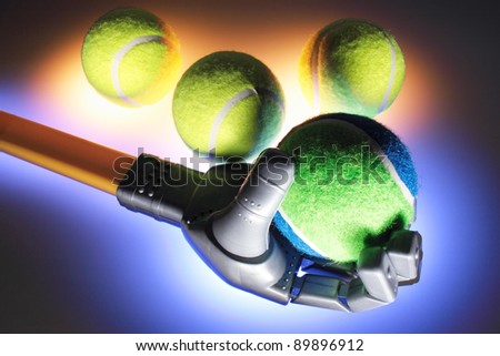 Robotic Hand with Tennis Balls with Warm and Blue Glows