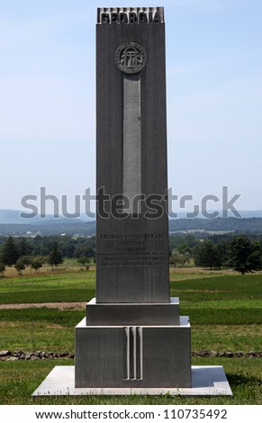 Monument for the State of Georgia memorializing the soldiers of Georgia who died in the American Civil War the Battle of Gettysburg. Found in Gettysburg Military Park, Pennsylvania, USA.