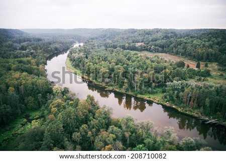 river and forests from above