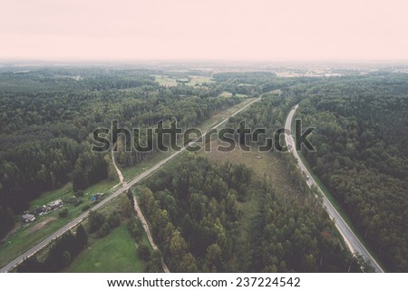 forests and roads from above - retro, vintage style look