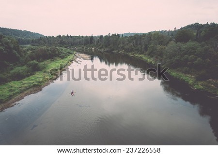 river of Gauja and forests from above - retro, vintage style look