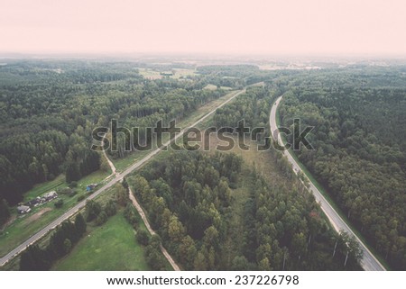 forests and roads from above - retro, vintage style look