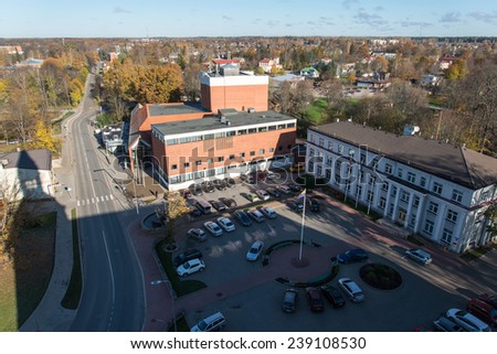 aerial view of rural city in latvia. valmiera urban district - Valmiera, Latvia, 2014-10-17
