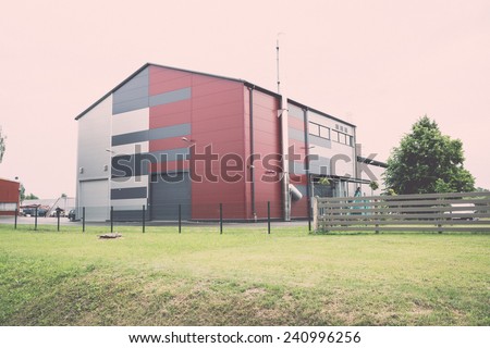 industrial site with steel storage units for heating - vintage retro look