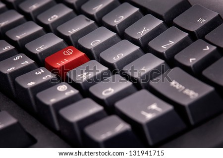 Computer keyboard with euro symbol key in red