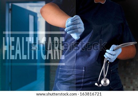 Doctor opening a door in a dark background