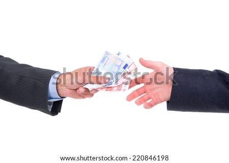 Detail of money changing hands