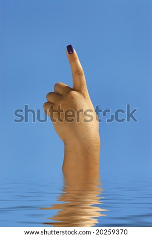 Hand with finger pointing high