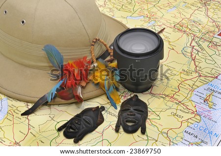Explorer hat over map