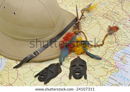 Explorer hat over map