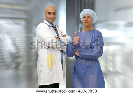 Doctor and patient posing in medical facilities