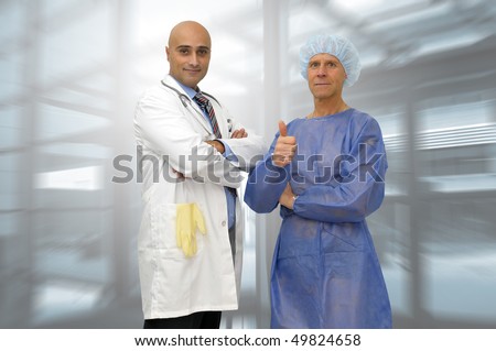 Doctor and patient posing in medical facilities