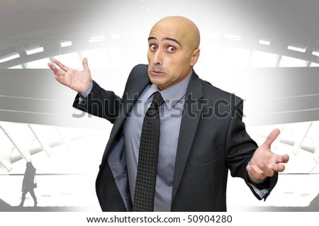 Businessman with open arms, with a \