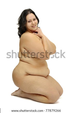 stock photo Beautiful nude large girl isolated in white