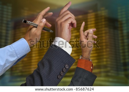 Businessmen hands in stock exchange