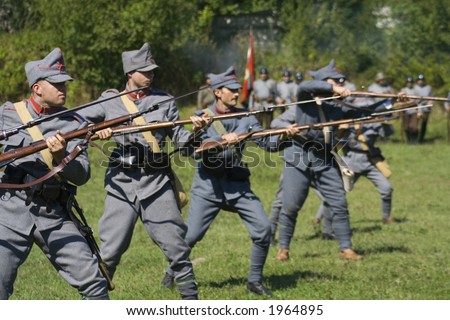 Battle scene from first world war in a demonstrative show