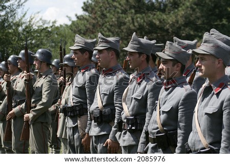Soldiers in a military show from first world war