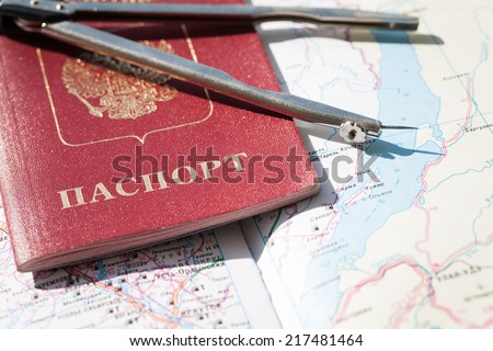 Russian passport on the map of Irkutsk region