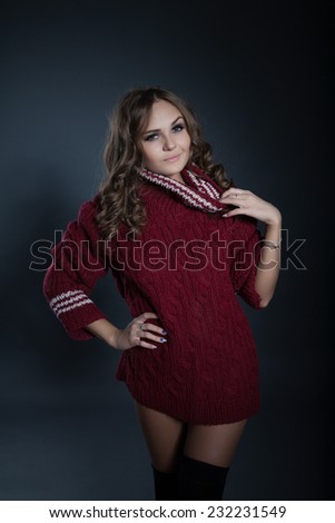 Young girl in a long men\'s sweater