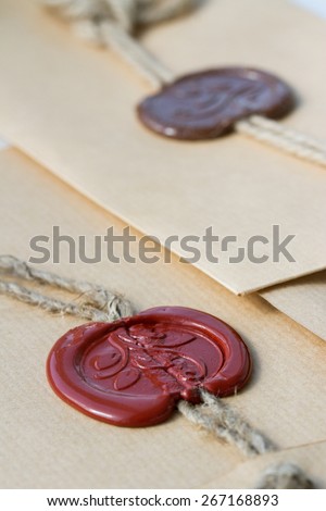 Wax seal on a paper envelope