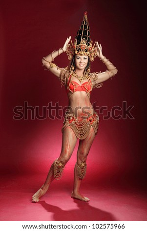 beautiful girl dressed as an Indian dancer