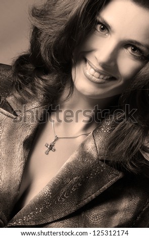 portrait of a beautiful woman with a bright smile