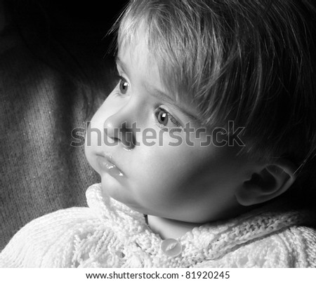 beautiful little girl with sad emotions