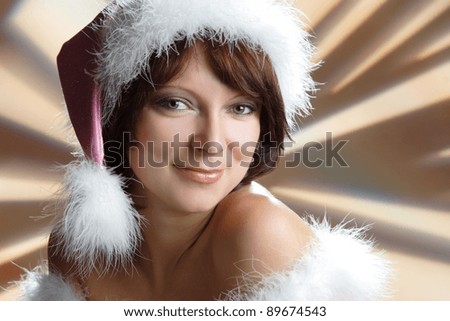Snow Maiden in a pink dress on photography
