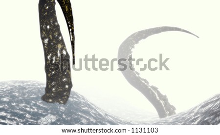 tentacles in a rough ocean 3d render