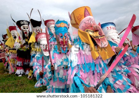 LOEI ,THAILAND-JULY 1: Ghost Festival (Phi Ta Khon) is a type of masked procession celebrated on Buddhist merit- making holiday known in Thai as\