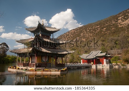LIJIANG,CHINA-MARCH 17 : Black Dragon pool ancient old town in China on March 17,2014.It was enlisted as a UNESCO World Heritage and it a main tourist site in Lijiang,Yunnan in Southwestern of China.
