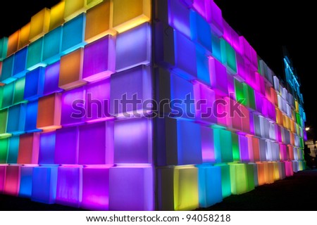 Rainbow colorful on triangle wall  .
