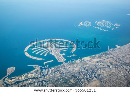 Dubai coastline, United Arab Emirates, Aerial View