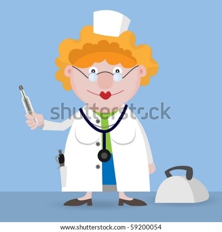 Doctor with thermometer in a hand