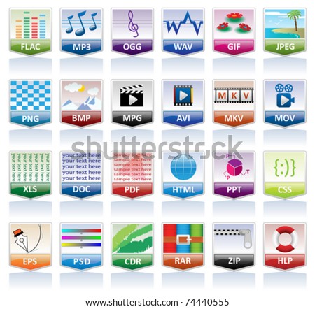 stock vector : Document icons set (file extension)