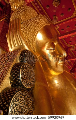 Sleep Buddha at Pamok worawihan temple, Angthong, Thailand