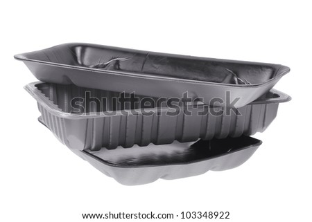 Stack of Food Trays on White Background