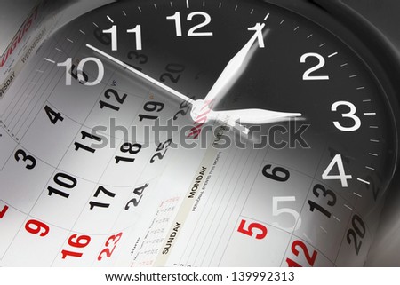Composite of Calendar Pages and Clock