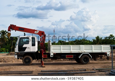 White Truck with lift in factory