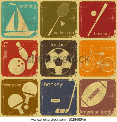 set of Vintage Sport separate Labels Retro Signs with Grunge Effect in color vector illustration set of Vintage Sport separate Labels Retro Signs with Grunge Effect in color vector illustration