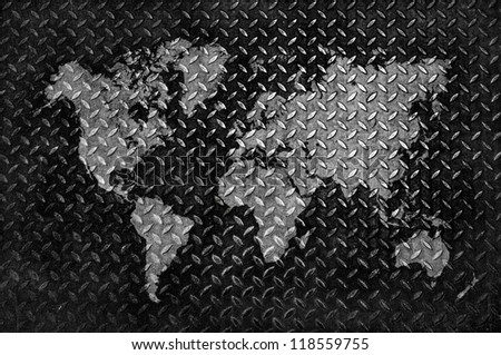 world map metal plate