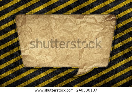 Crumpled Paper Talk Bubble with caution frame