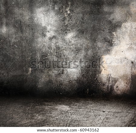 dirty cement wall and floor in old grunge room