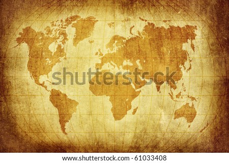 world map with Latitude and Longitude lines in vintage pattern