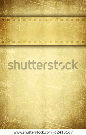 vintage golden paper and headline stripe film frame with space for text or image
