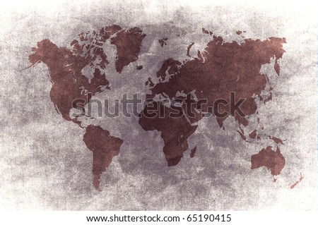 vintage map of the world with burn style