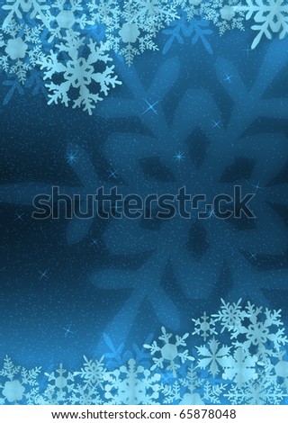 christmas blue snow flake decor with star background