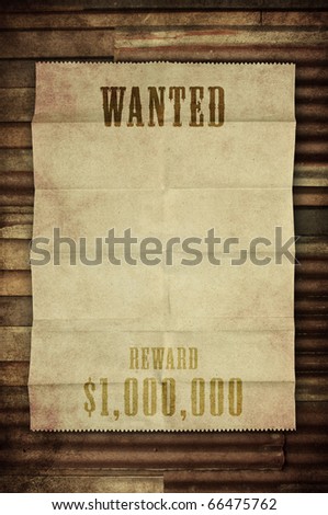wanted recycle paper on zinc background