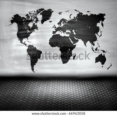 World map room metal style