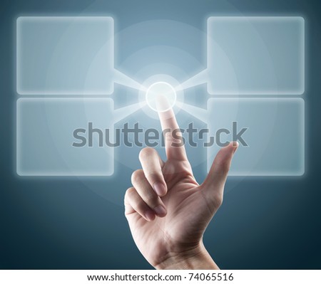 finger pushing the button with transparent box for your information